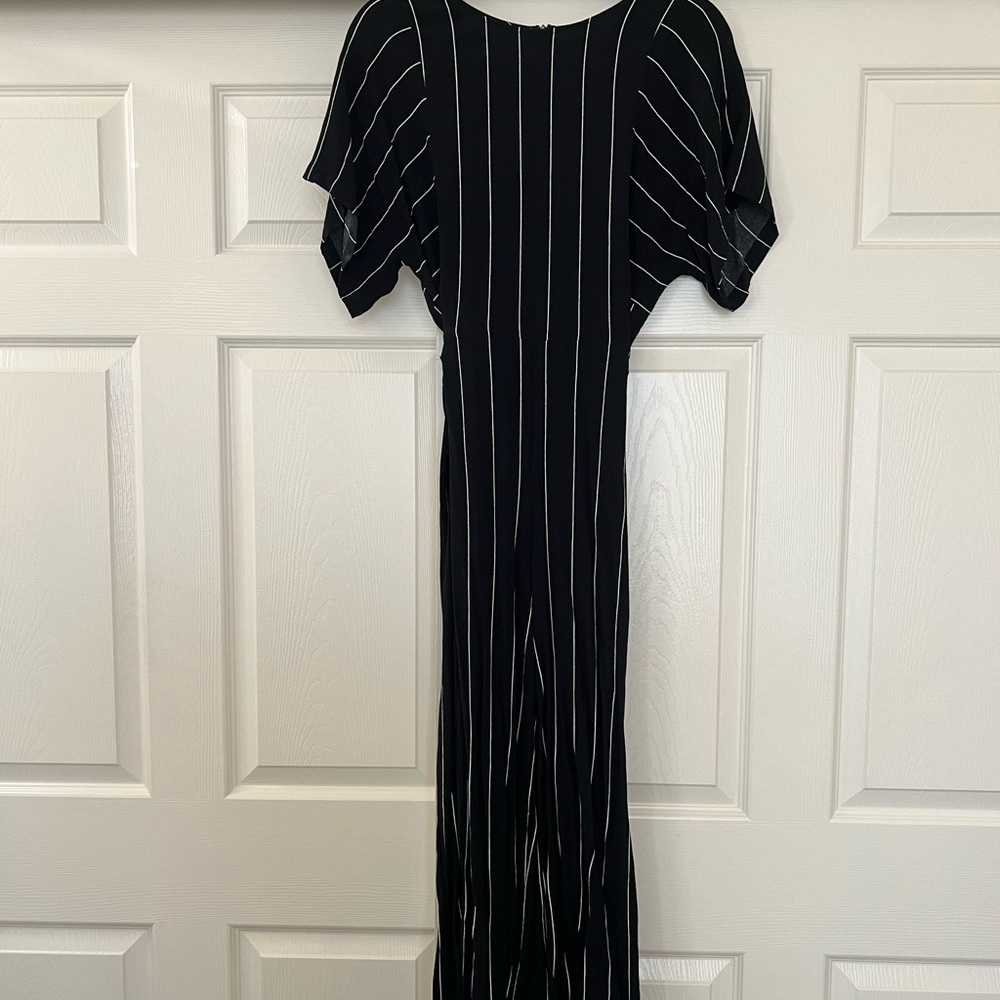 J Crew Black Pinstripe Wide leg Jumpsuit
